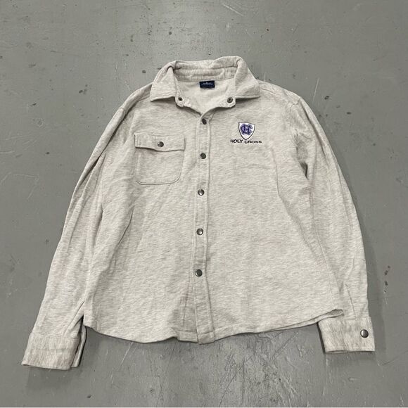 Charles River Apparel Holy Cross Gray Snap Down Sweater Size Medium - Picture 1 of 4